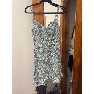 NWT! Abercrombie Green & White Smocked & Ruffle detail Mini Dress - Size SMALL!